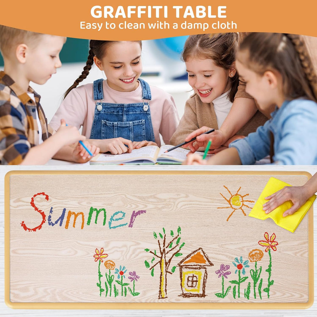Clevich Kindertisch mit 6 Stühlen,Kinder Tisch Stuhl Set für Kindergarten und Kinderzimmer,Kindertis