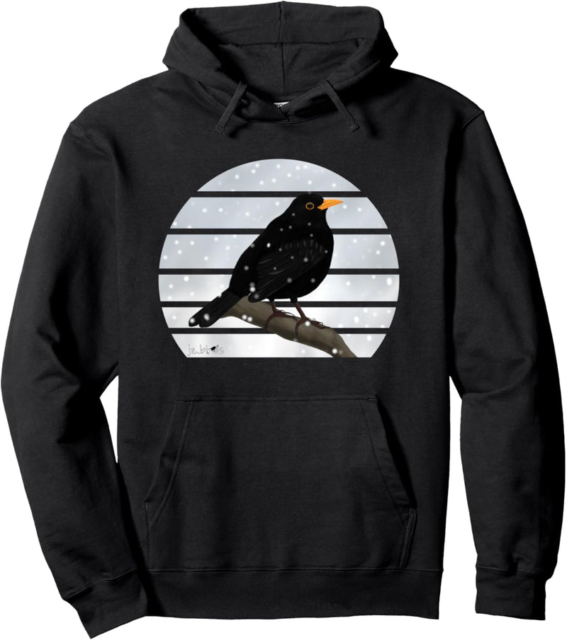 Amsel im Schnee Vogel Singvogel Biologe Winter Weihnachten Pullover Hoodie