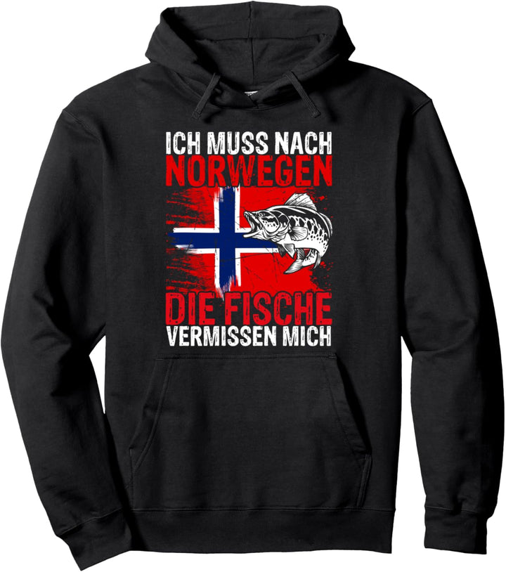 NORWEGEN die Fische vermissen mich Angler Angeln Pullover Hoodie