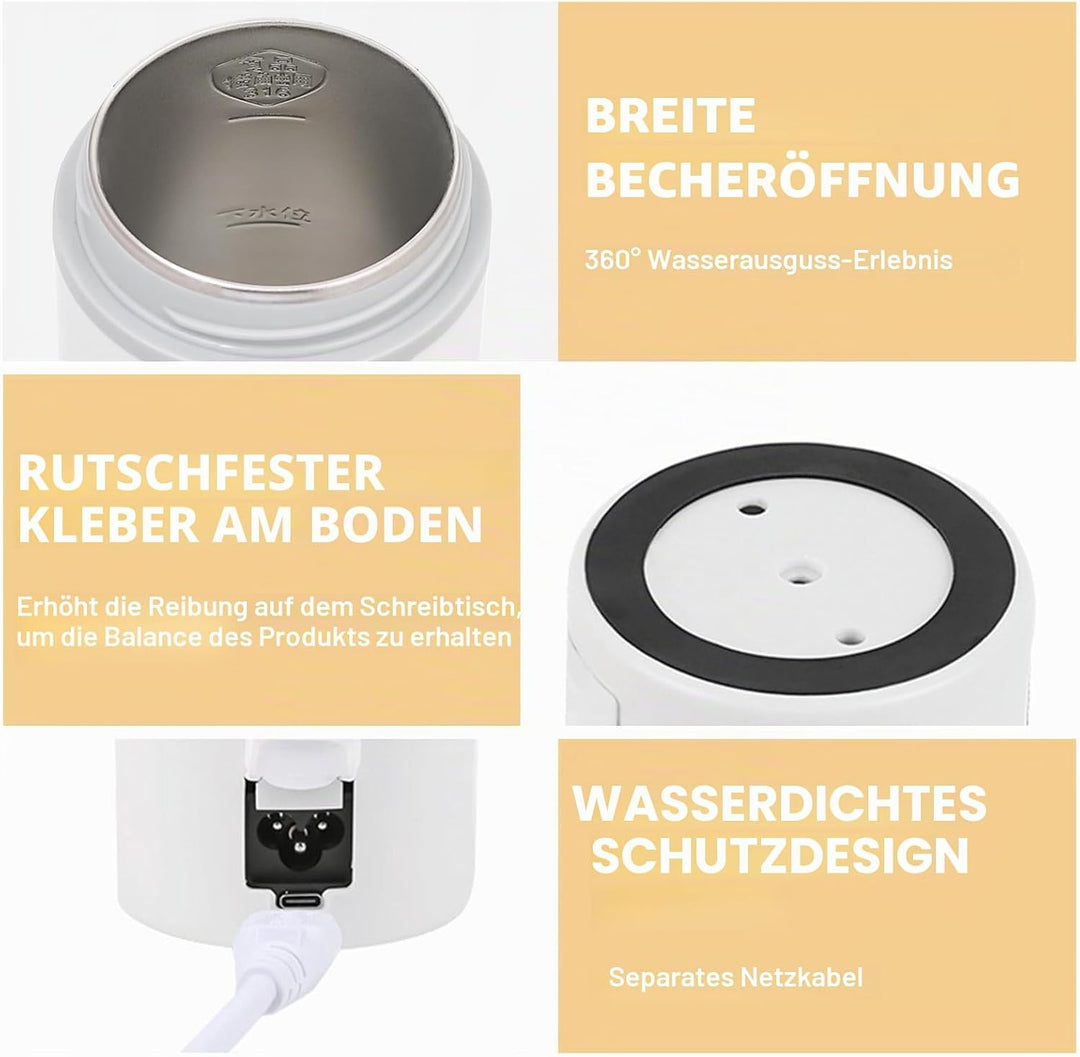 Elektrischer Reisewasserkocher Klein, 550ml Reise Schnelles Kochwasser, Mini Wasserkocher Mit Temper