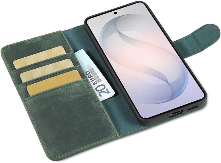 LENSUN Echtleder Hülle für Samsung Galaxy S26, Handyhülle Echtes Leder [RFID Blocker][Magnetverschlu