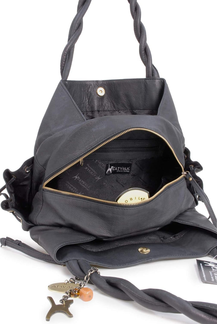 Catwalk Collection Handbags - Leder - Umhängetasche/Shopper/Tote - CAZ Schwarz, Schwarz