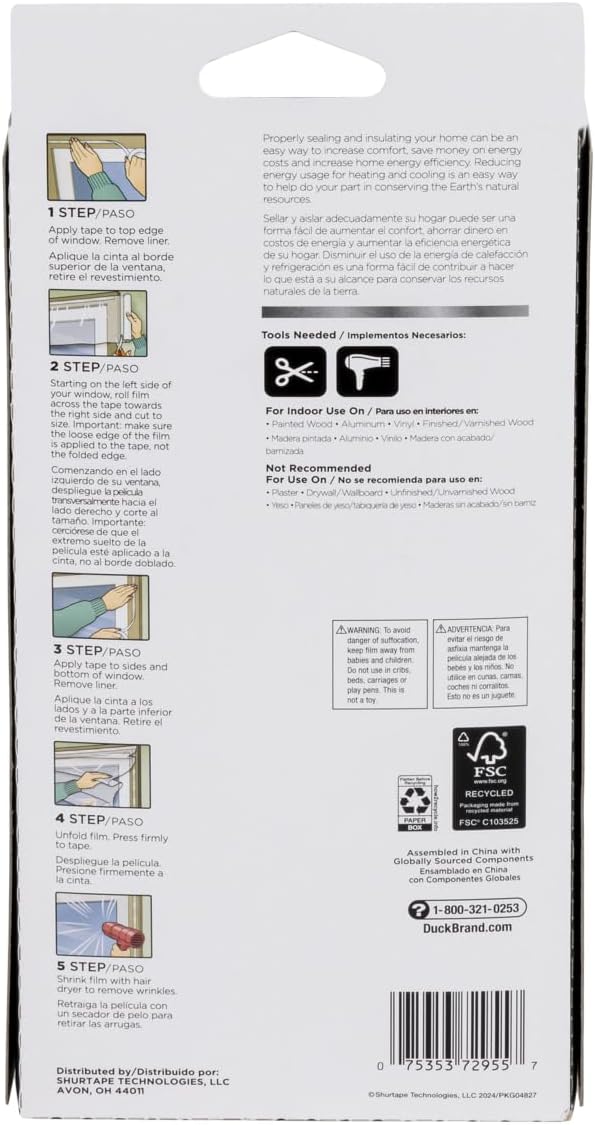 Duck 288071 Maximale Stärke Fenster-Isolationsset, farblos, 2 XL Windows/Patio Doors 2 XL Windows/Pa