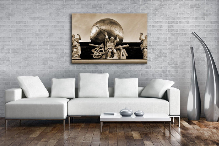 deyoli Atlas Skulptur in Vienna Österreich Format: 60x40 Effekt: Sepia als Leinwandbild, Motiv ferti