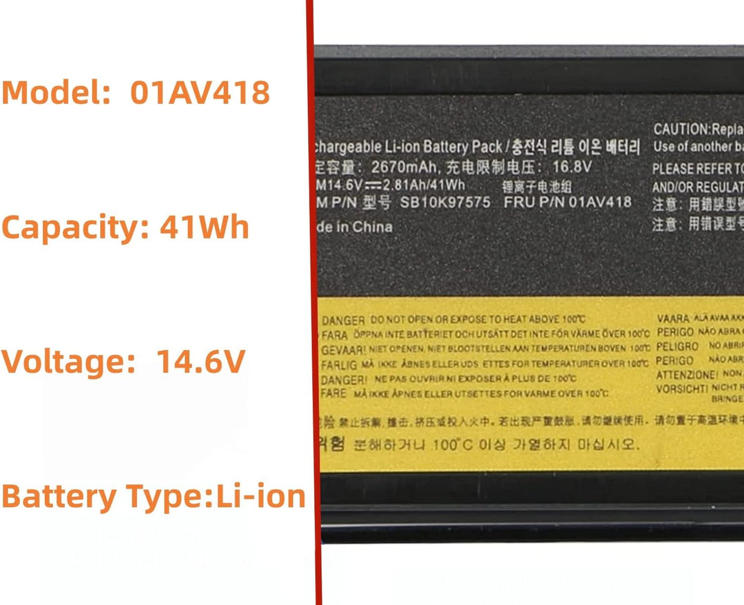 PUGASR 83 01AV418 SB10K97575 Laptop Akku Kompatibel mit Lenovo ThinkPad E570 E570C E575 Series 82 01