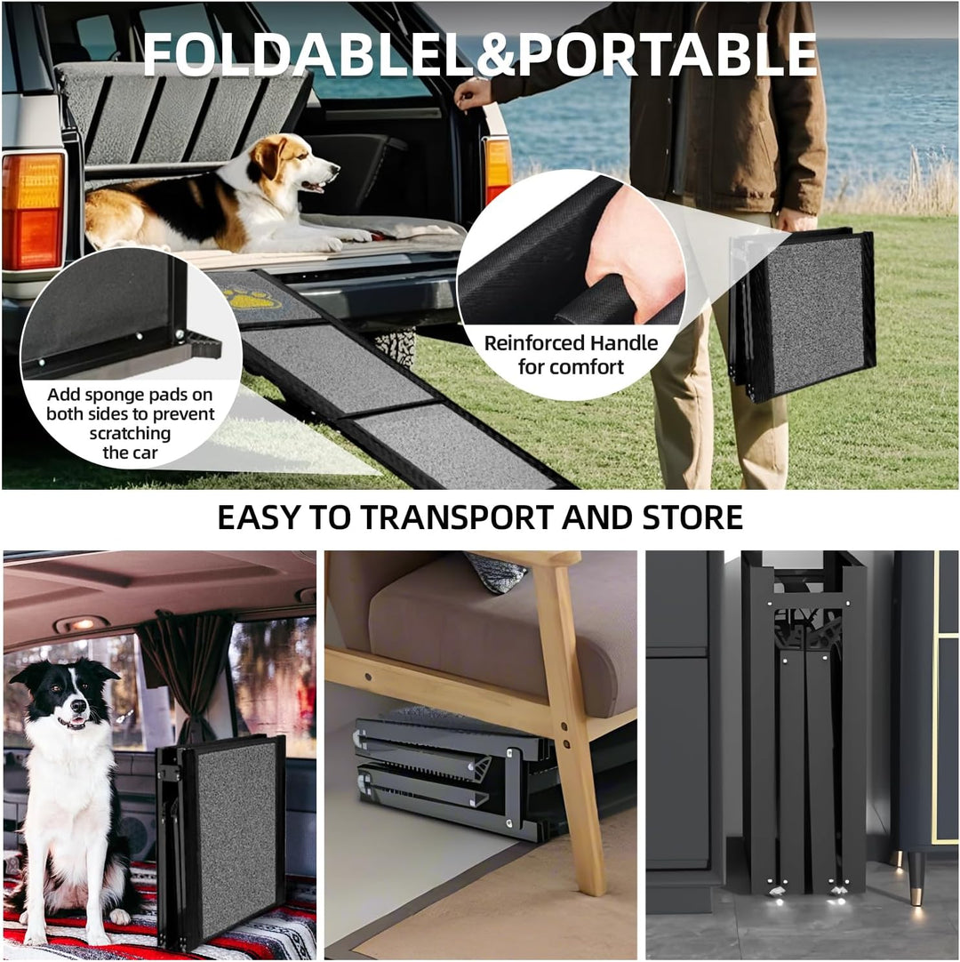 Hunderampe Auto Klappbar Extra Lang 180 cm Hundetreppe Auto mit Rutschfester Teppichoberfläche für K