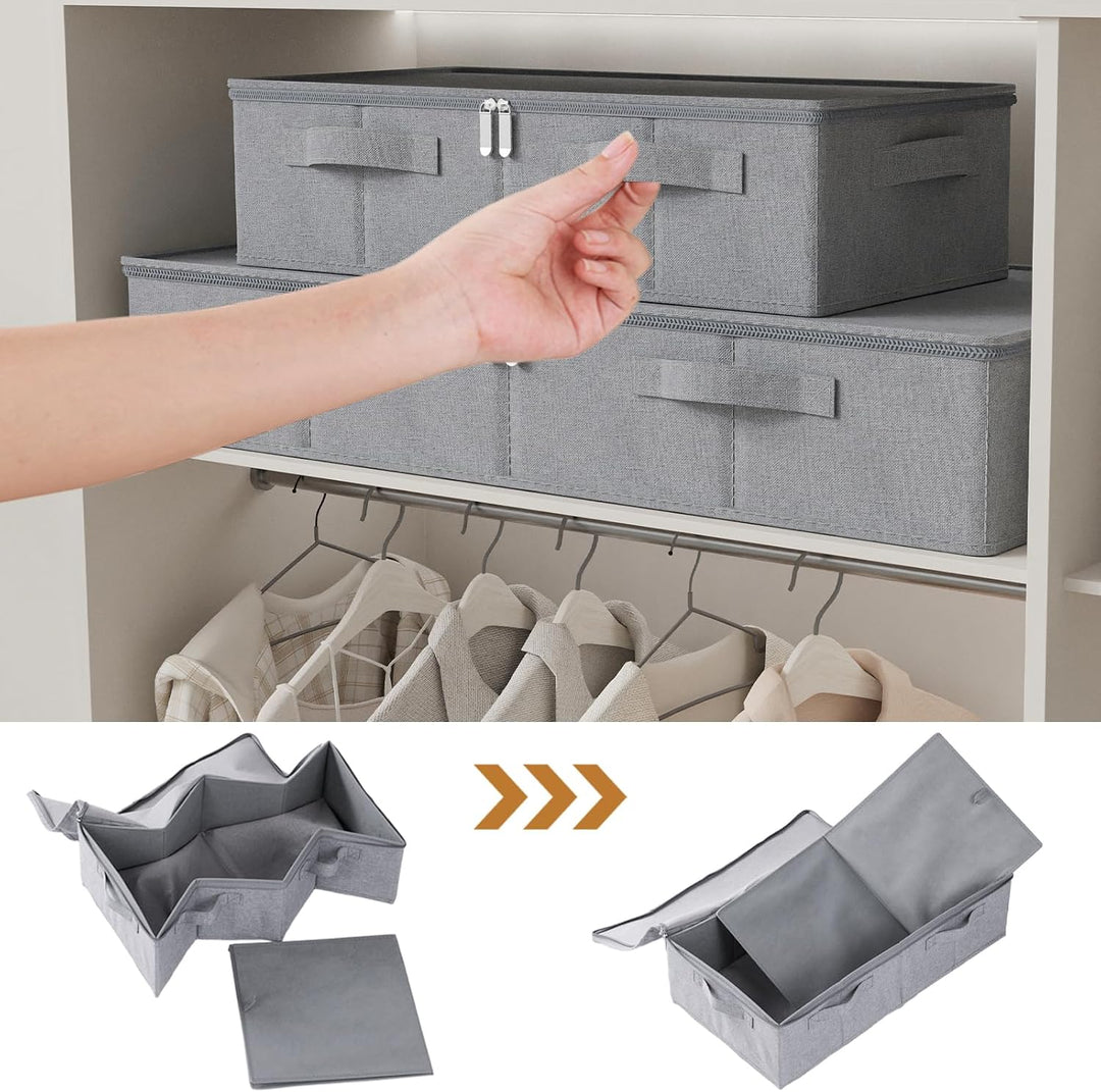 Unterbett Aufbewahrungsboxen, Klappbox mit Griffen, Unterbettbox kleideraufbewahrung mit Reissversch