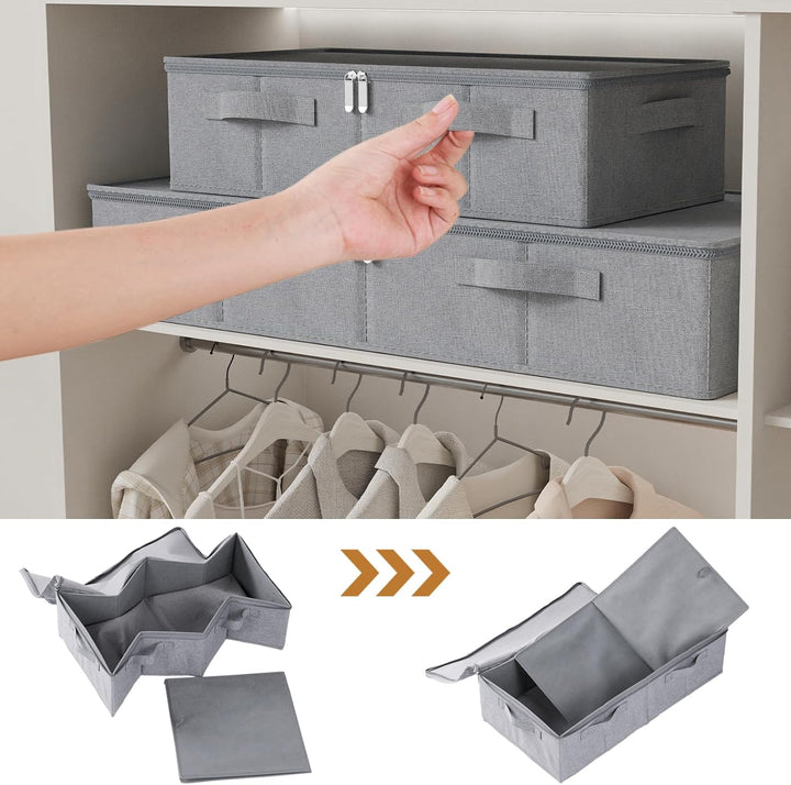 Unterbett Aufbewahrungsboxen, Klappbox mit Griffen, Unterbettbox kleideraufbewahrung mit Reissversch