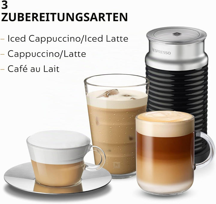 Nespresso Aeroccino3 Milchaufschäumer, Einheitsgrösse, Schwarz, Milchaufschäumer
