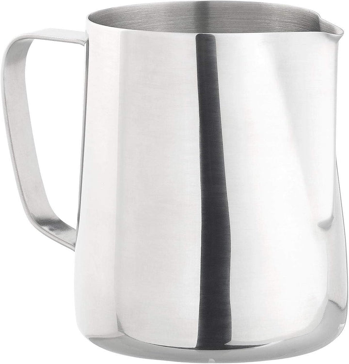 Milchkännchen: 2er-Set Edelstahl-Kännchen zum Aufschäumen, mit Mess-Skala, 580 ml (Milchschaumtöpfe,