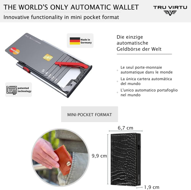 Tru Virtu® Karten-Portemonnaie Click & Slide I Kreditkartenetui I Kartenetui-RFID-NFC-Schutz I Geldb