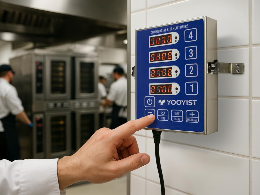 YOOYIST Kommerzieller 4-Kanal-Küchentimer Restaurant-Timer lauter Alarm Kocherinnerung Edelstahl für