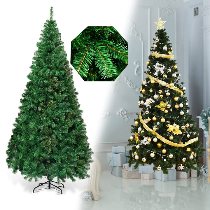 COSTWAY 150/180/210/240cm Künstlicher Weihnachtsbaum, Tannenbaum mit Metallständer, Christbaum PVC N