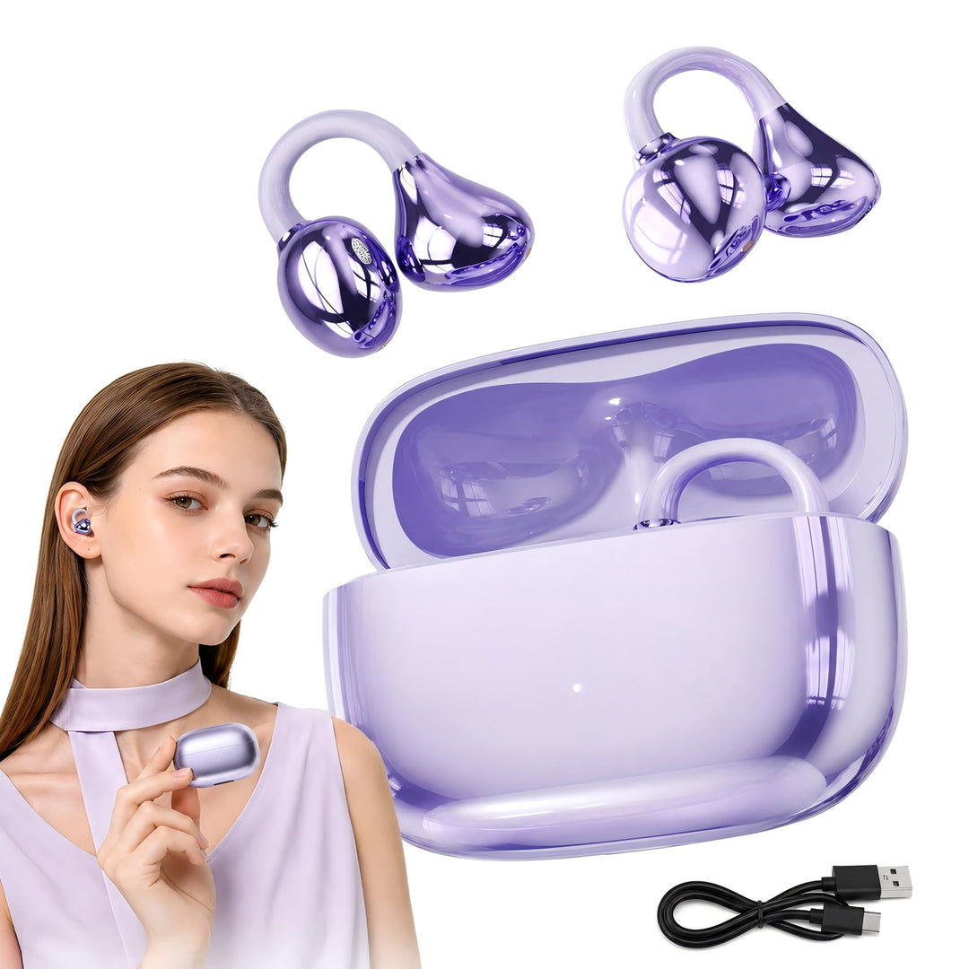 Open Ear Kopfhörer Bluetooth 6.0 Clip On Ohrhörer IPX5 für Sport | Wasserfes Sport Clip Kopfhörer, 8