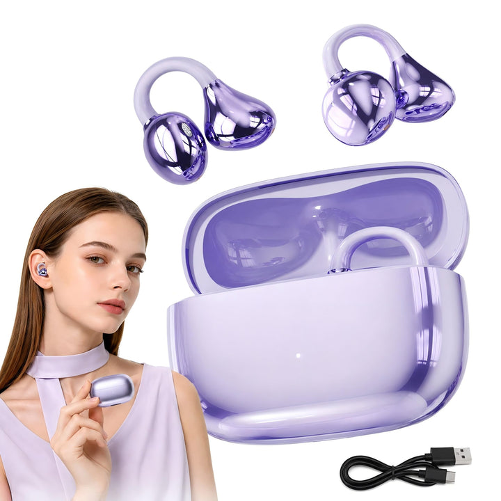 Open Ear Kopfhörer Bluetooth 6.0 Clip On Ohrhörer IPX5 für Sport | Wasserfes Sport Clip Kopfhörer, 8