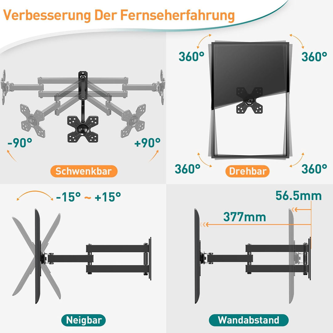 ELIVED Monitor Wandhalterung Schwenkbar Neigbar für die meisten 14-30 Zoll Bildschirme bis 15kg, Max