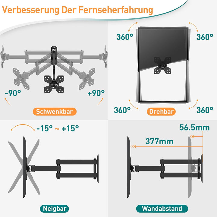 ELIVED Monitor Wandhalterung Schwenkbar Neigbar für die meisten 14-30 Zoll Bildschirme bis 15kg, Max