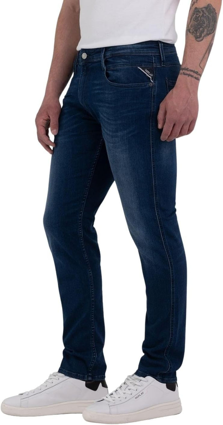 Replay Herren Jeans Anbass Slim-Fit mit Comfort Stretch 28 Medium Blue 009, 28 Medium Blue 009