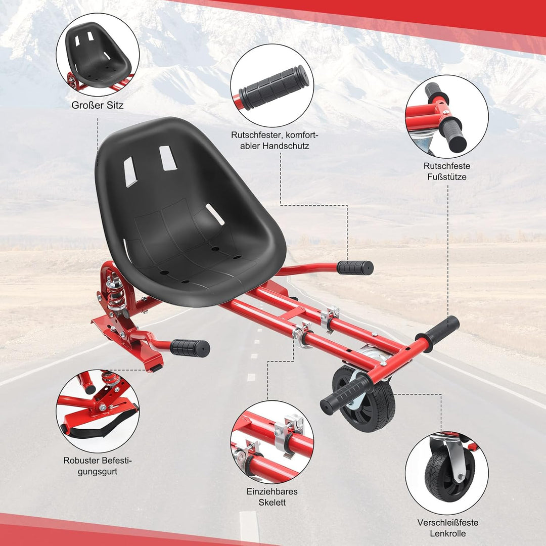 Hoverboard Sitz, Hoverkart Sitz für Universal 6,5"-10" Wheel Balancing Sitzscooter mit Innovativer F