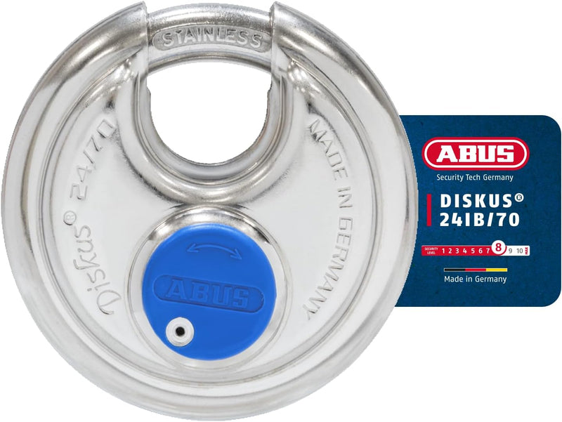 Abus - 24IB/60 60mm Diskus Vorhängeschloss Edelstahl Carded - ABU24IB60C 70mm, 70mm