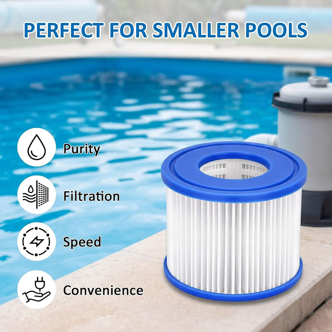 4 Stück Filter VI für Pool Kompatibel mit 58323 für Best-Way, Lay-Z-Spa | Starke Filterung, waschbar