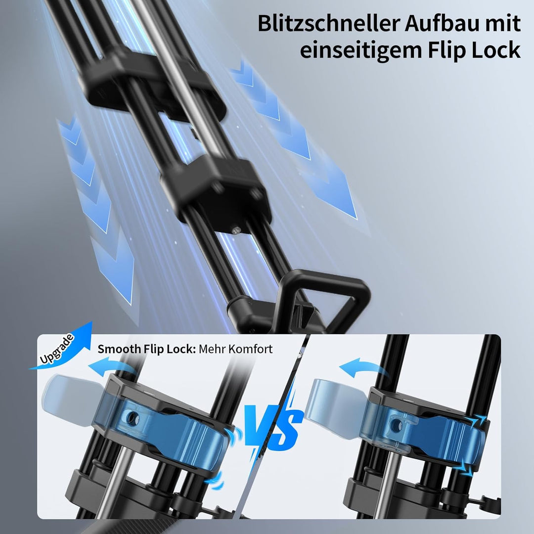 SIRUI SQ75A Aluminium Videostativ mit Hydraulik-Fluidkopf S5 | 178cm Schnellaufbau-System | Stufenlo