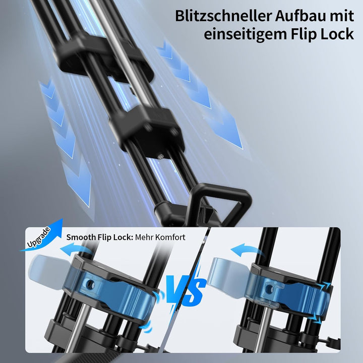 SIRUI SQ75A Aluminium Videostativ mit Hydraulik-Fluidkopf S5 | 178cm Schnellaufbau-System | Stufenlo
