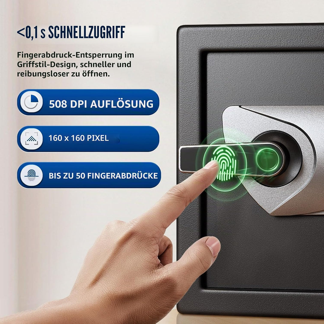 Tresor, BlackSmith Safe Tresor für Zuhause Klein 35x25x25cm, Biometrischer Fingerabdruck Digitaler Z