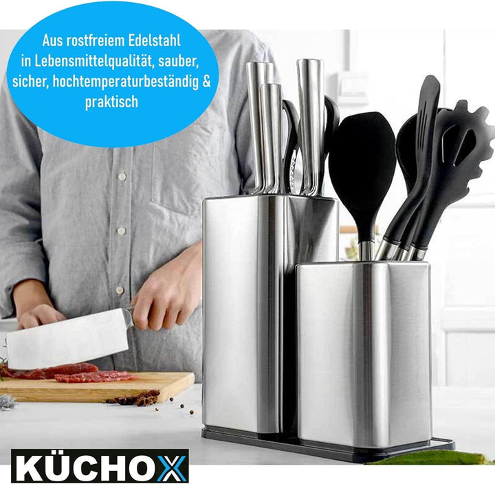 KÜCHOX 2in1 Edelstahl Messerblock Küchenmesser & Küchenhelfer