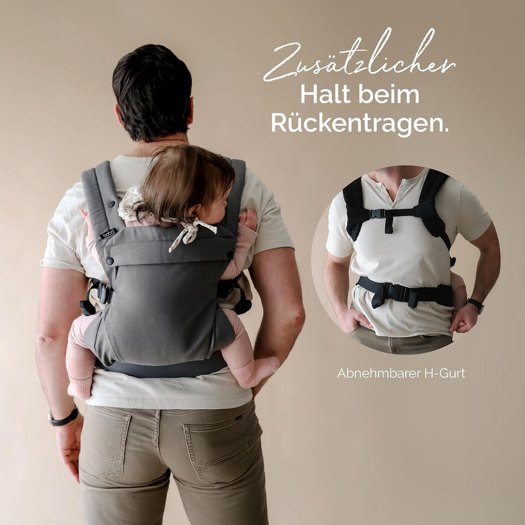 Boba Auri Babytrage Neugeboren bis Kleinkind - 100% Baumwolle-Premium, 3 ergonomische Tragepositione