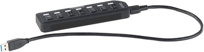 Xystec USB Leiste: Aktiver USB-3.0-Hub mit 7 Ports, einzeln schaltbar, 2-A-Netzteil (USB 3 0 Verteil