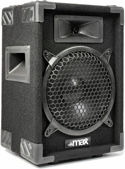 MAX MAX8 - Passives PA Lautsprecher Set, 400 Watt mit 8 Zoll Tieftöner, Partybox mit Griffe, Passive