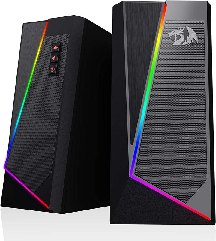 Redragon GS520 Anvil RGB Desktop-Lautsprecher, 2.0-Kanal-PC-Stereo-Lautsprecher mit 6 farbigen LED-M