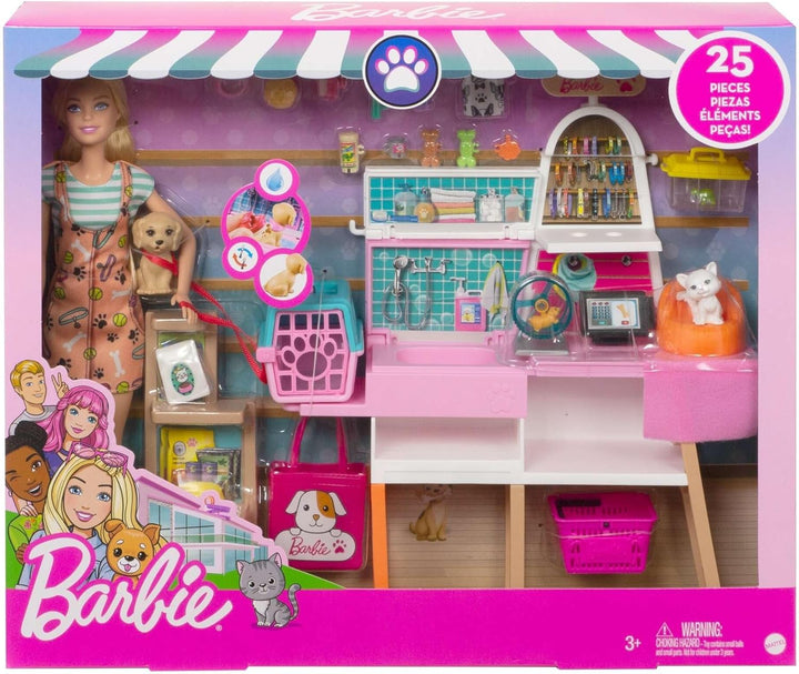 Barbie Tierpflege-Set Puppenfiguren + Zubehör 25 Stück