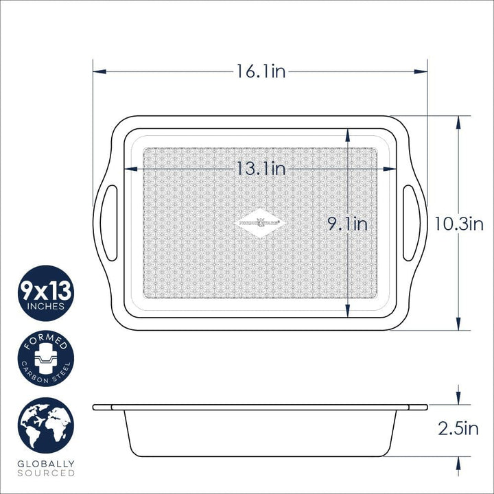 Nordic Ware Rechteckige Kuchenform, Steel PFOA-Free nonstick, Silver, 9x13 9x13 Rectangle, 9x13 Rect
