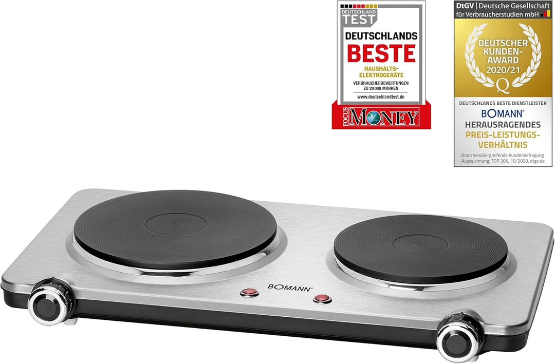 Bomann DKP 5033 E CB Edelstahl-Doppelkochplatte, 2 Kochplatten, Edelstahl/schwarz & Philips Domestic