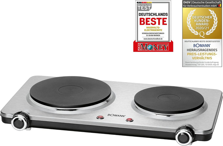 Bomann DKP 5033 E CB Edelstahl-Doppelkochplatte, 2 Kochplatten, Edelstahl/schwarz & Philips Domestic