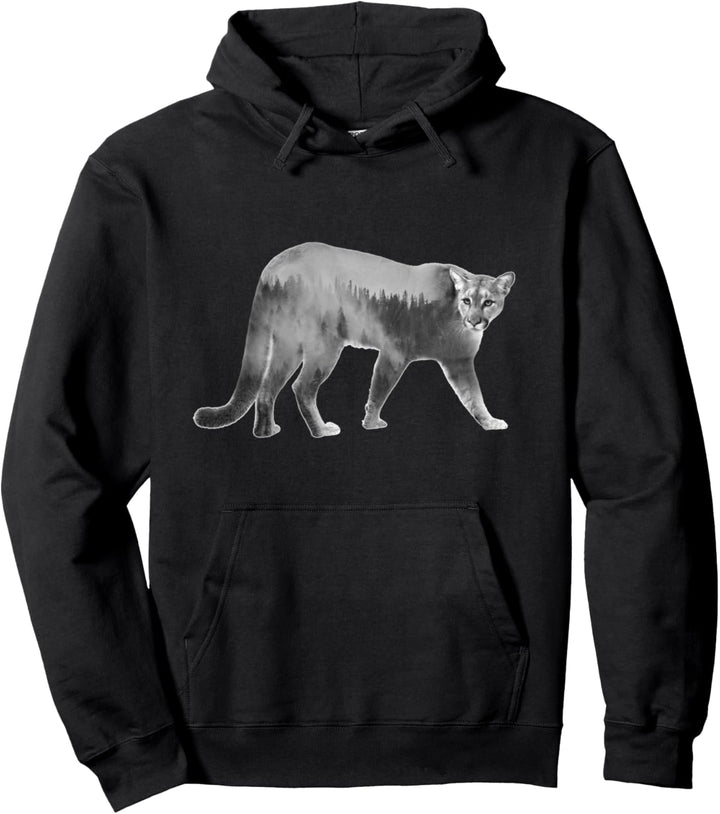 Berglöwe Silhouette Puma Wald Natur Designs Pullover Hoodie