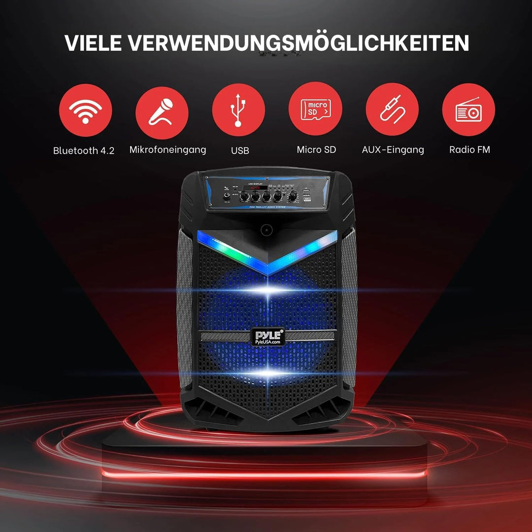 Pyle PA Bluetooth Lautsprecher, Karaoke Maschine und Karaoke Mikrofon, Musikbox Bluetooth Box, Party