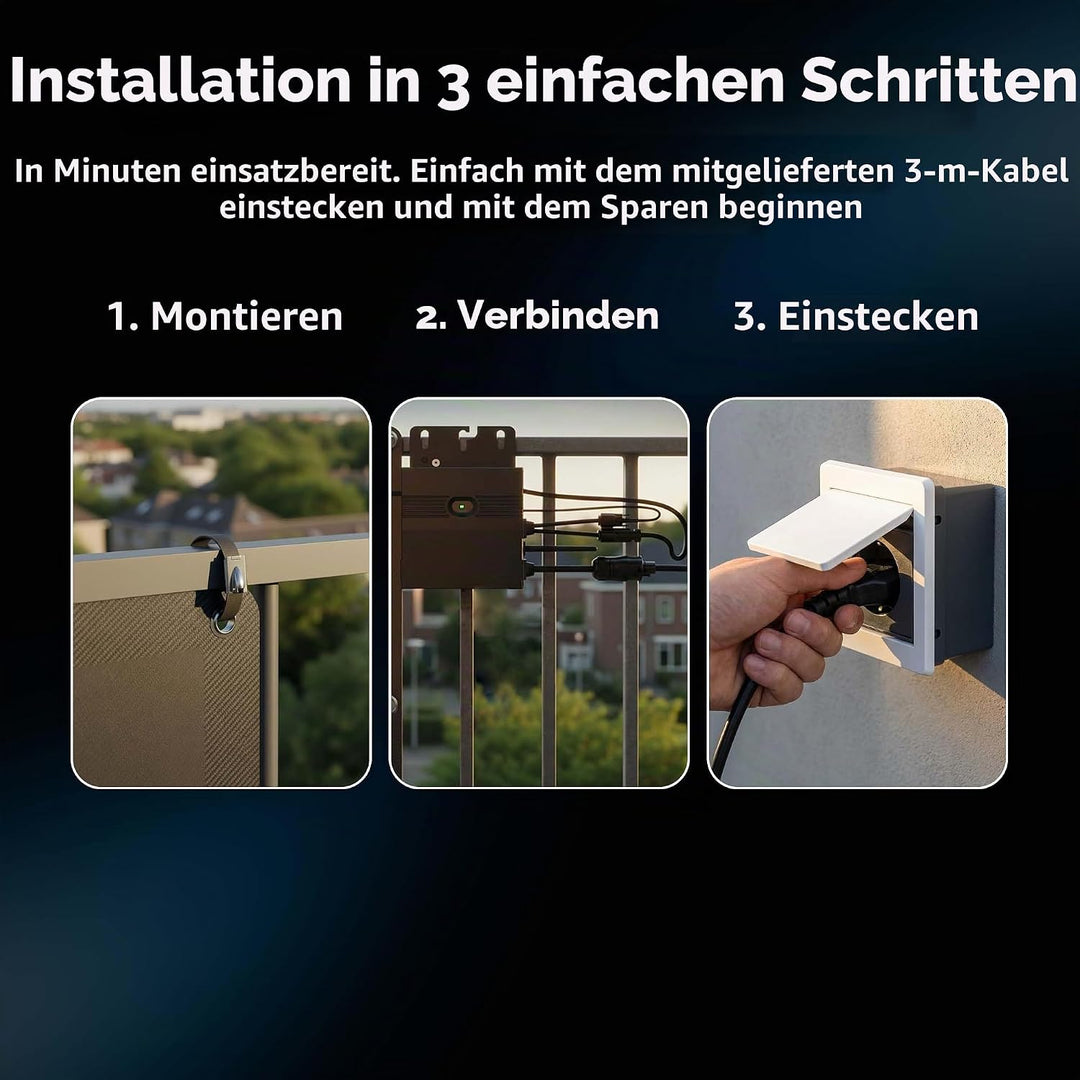 Solarpanel Set 110W, Semi-Flexibel &amp; Leicht Balkonkraftwerk, Smart Monitoring per App, für Balkon &amp;