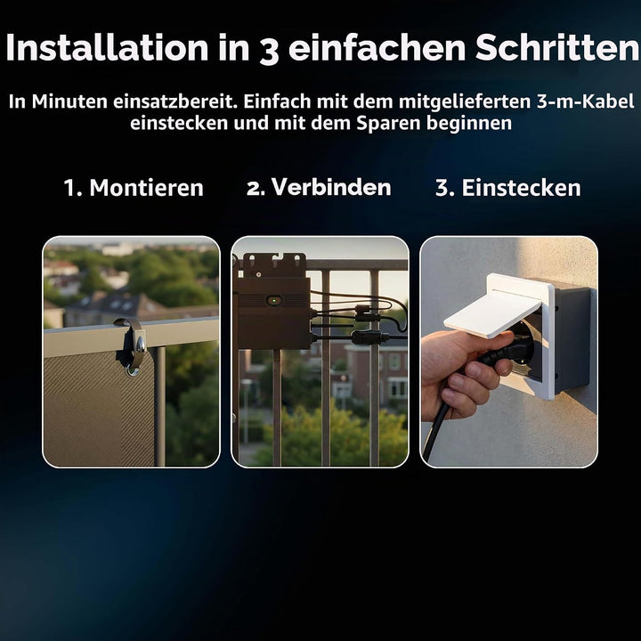 Solarpanel Set 110W, Semi-Flexibel &amp; Leicht Balkonkraftwerk, Smart Monitoring per App, für Balkon &amp;