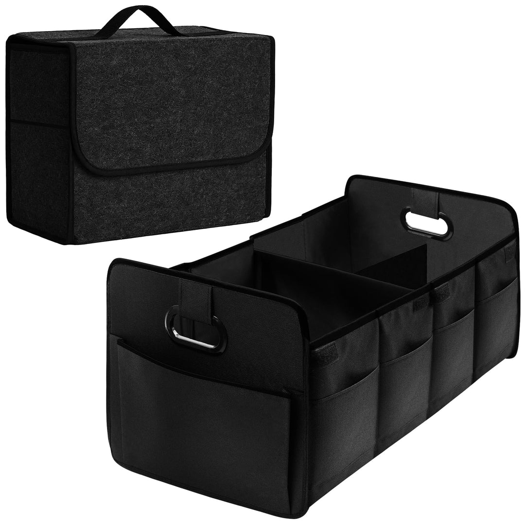 ZYNERY Kofferraum Organizer Set - 1 Aufbewahrungsbox + 1 Aufbewahrungstasche, faltbar rutschfest ver