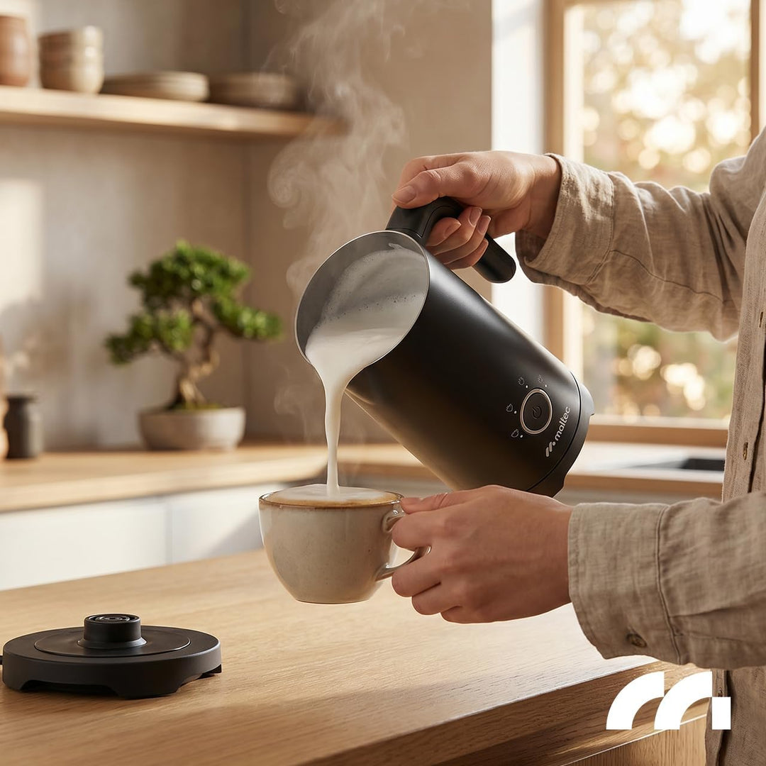 MalTec 4-in-1 Foamy Milchaufschäumer Elektrisch 500W, Milchschäumer für Heissen &amp; Kalten Milchschaum