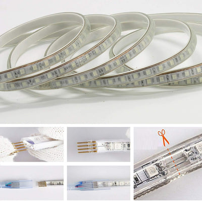 FOLGEMIR 4m RGB LED Streifen, Bluetooth kontrolliert Strip, 220V dimmbar Lichterkette, 5050 SMD 60 L