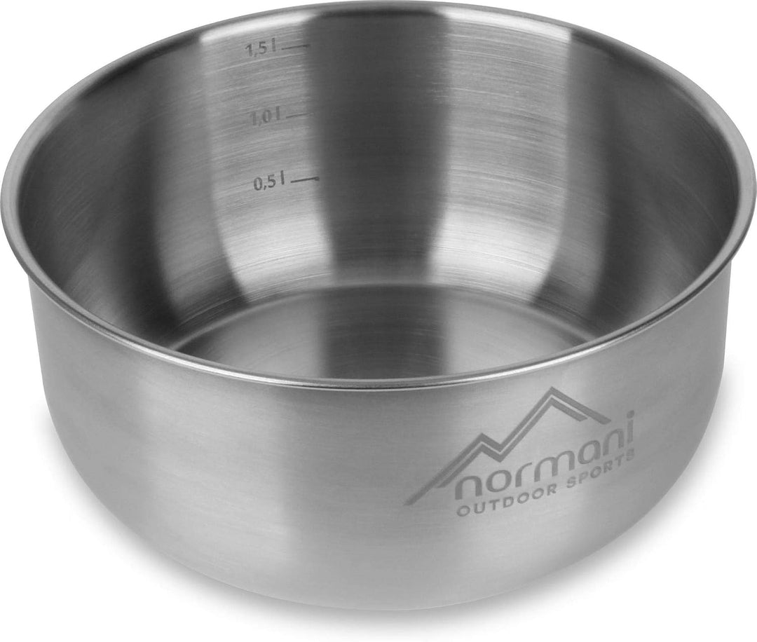 Outdoor Geschirrset Essbesteck + Aluminium Kochgeschirr + Schale 18/8 Stahl - rostfrei Oliv, Oliv