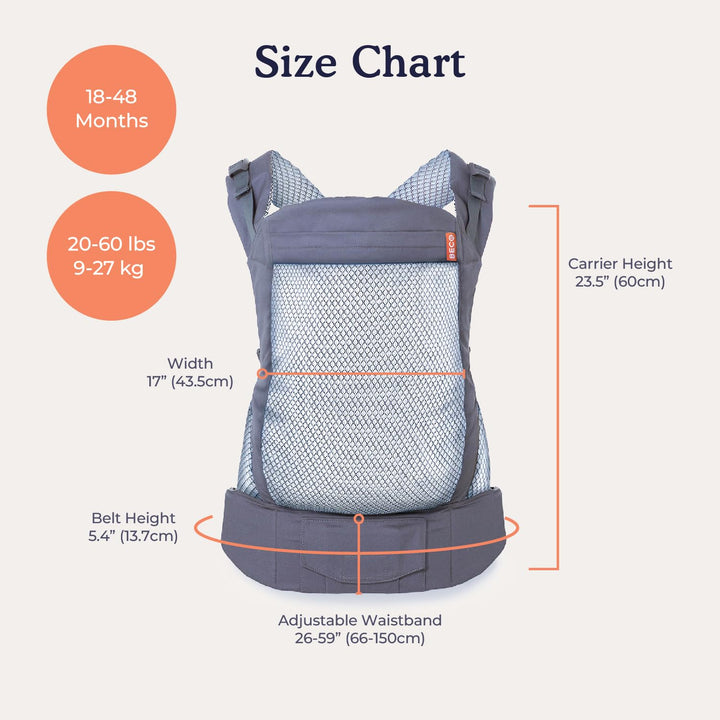 Beco Toddler Kindertrage mit extra breitem Sitz - Kindertragerucksack aus 100% Baumwolle, 2 Tragepos