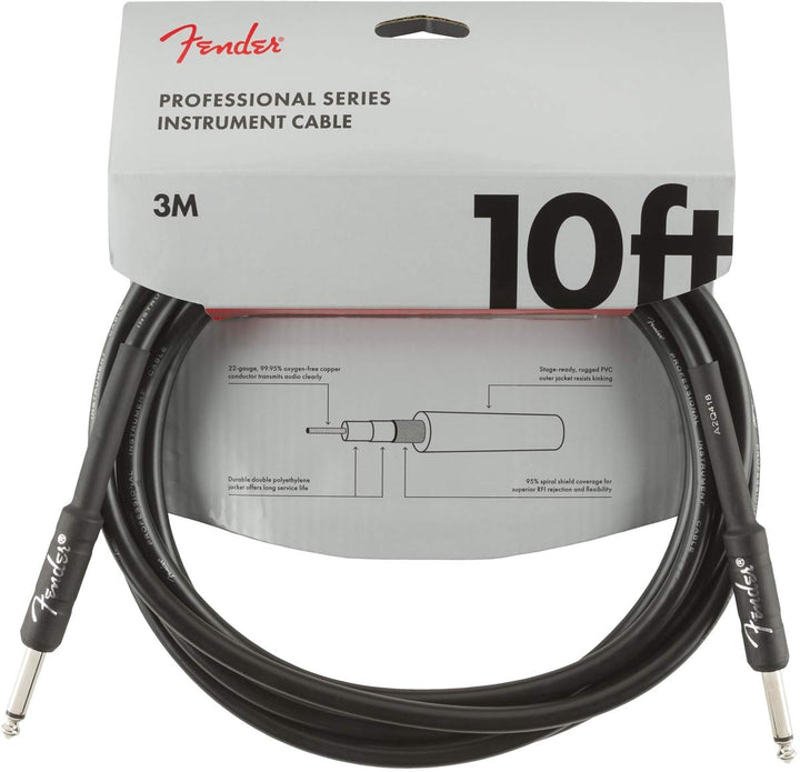 Fender Professional Series Gitarrenkabel, Hochwertiges Instrumentenkabel für E-Gitarre, Bass und Stu