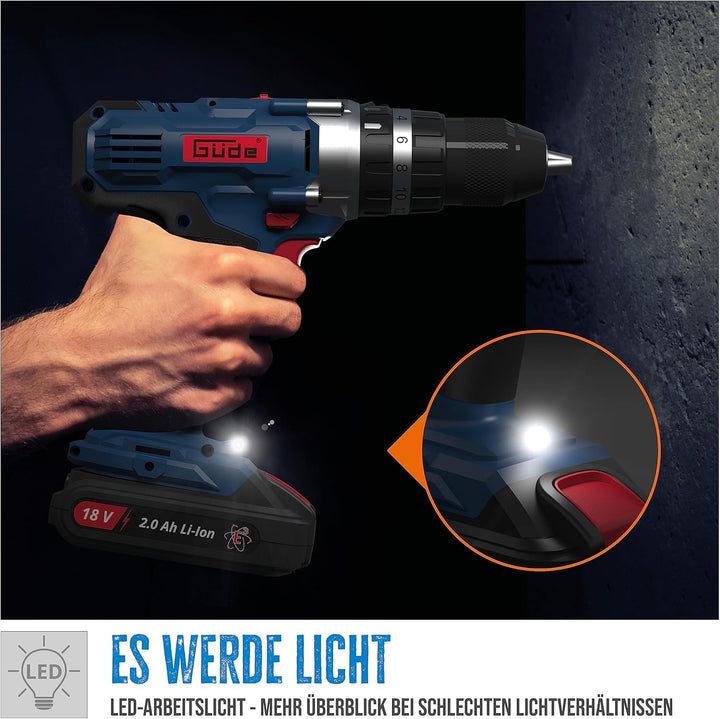 Güde 58503 Akku Schlagbohrschrauber BSB 18-0 (18 V, 16 Drehmomentstufen, 13 mm Metall-Schnellspannbo