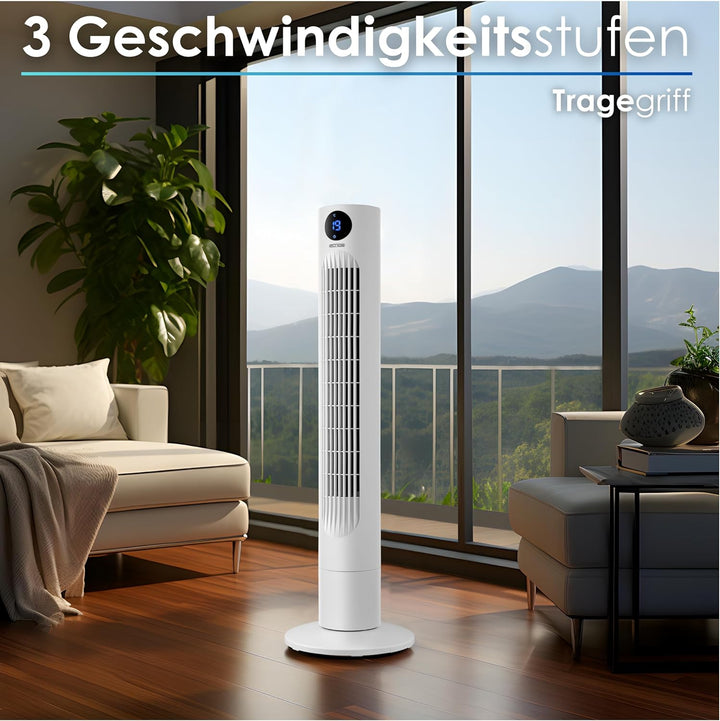 Echos Turmventilator | Ventilator sehr leise | Fernbedienung | Oszillierend | LED-Display | 3 Stufen