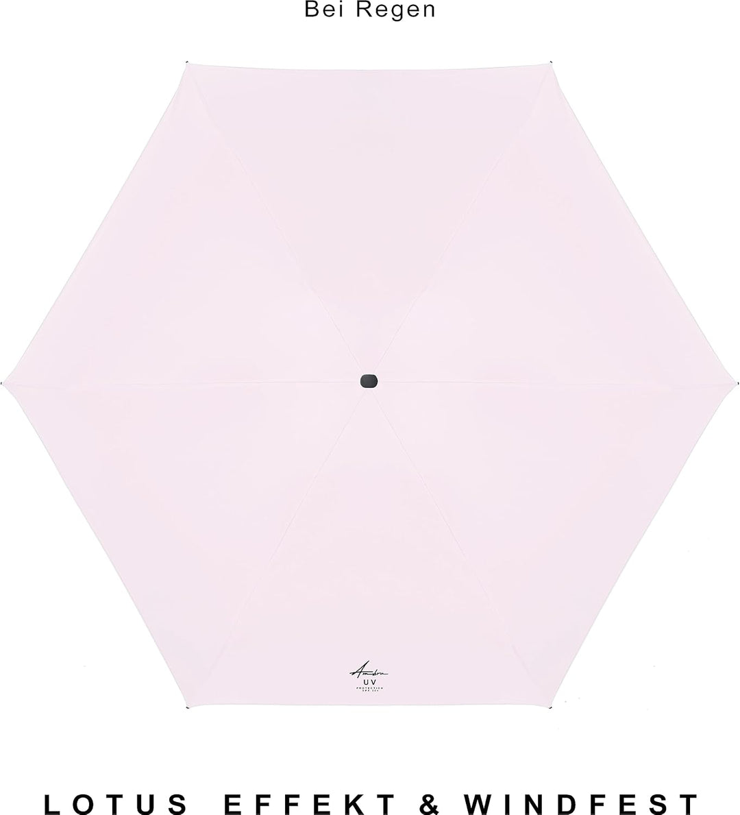 AMBRA Sturmfester Mini Reise-Regenschirm mit UV-Schutz Helles Rosa, Helles Rosa